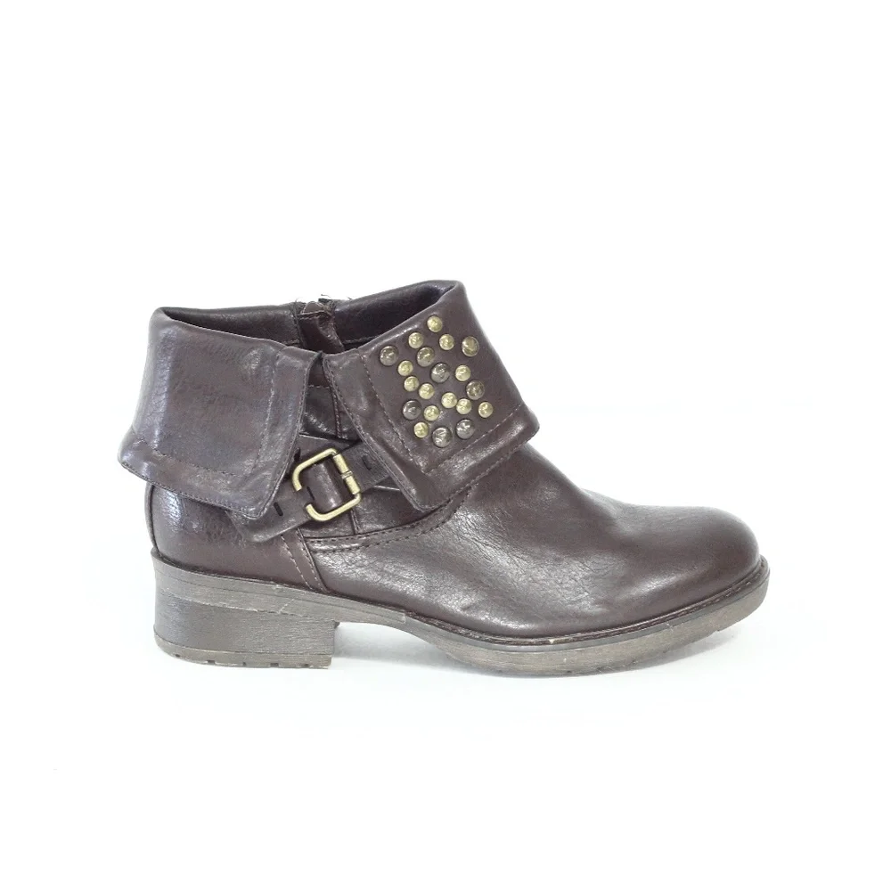 Baretraps Brown Boots sz 9 Women Moto Booties faux leather Shoes